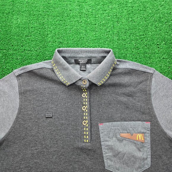 Mcdonalds Employee Polo Shirt Womens Medium Gray Short Sleeve Uniform Work Wear - Picture 2 of 8